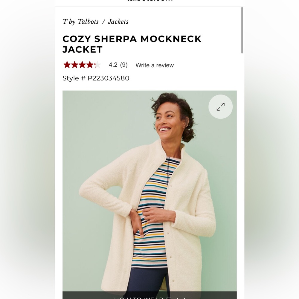T by Talbots Cozy Sherpa Mockneck Jacket